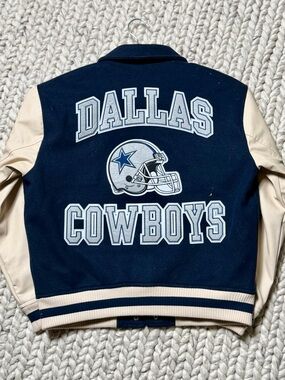 NFL Dallas Cowboys Navy and Cream Varsity Jacket for Kids